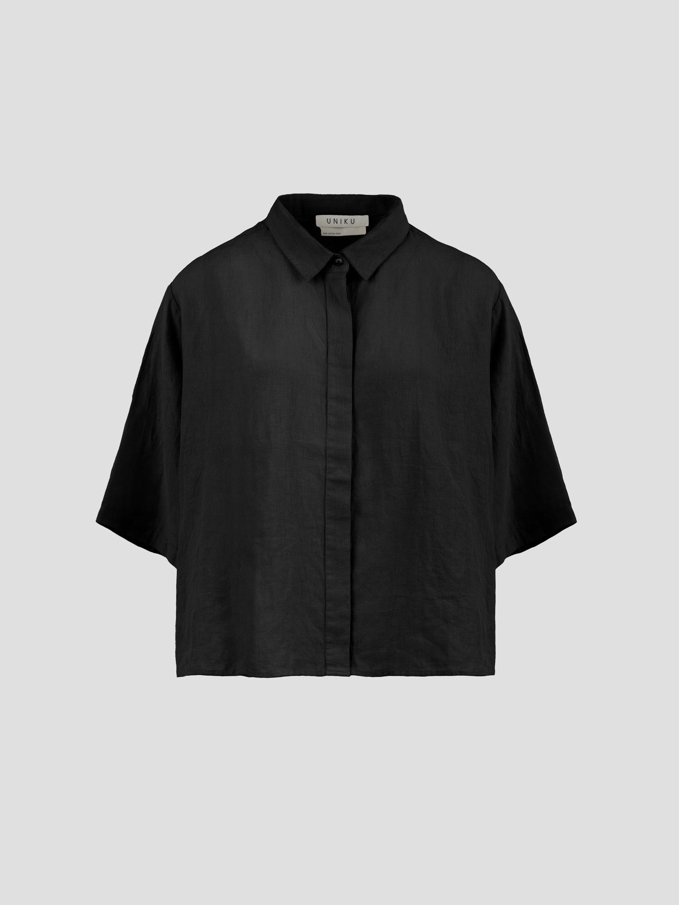 VEGA LINEN 2/4 SHIRT BLACK