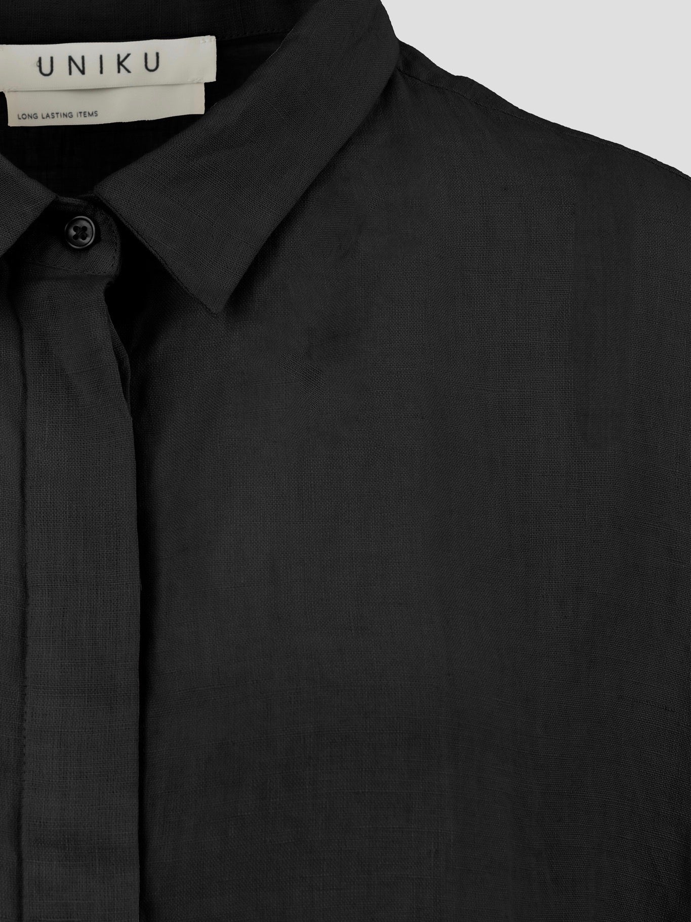 VEGA LINEN 2/4 SHIRT BLACK