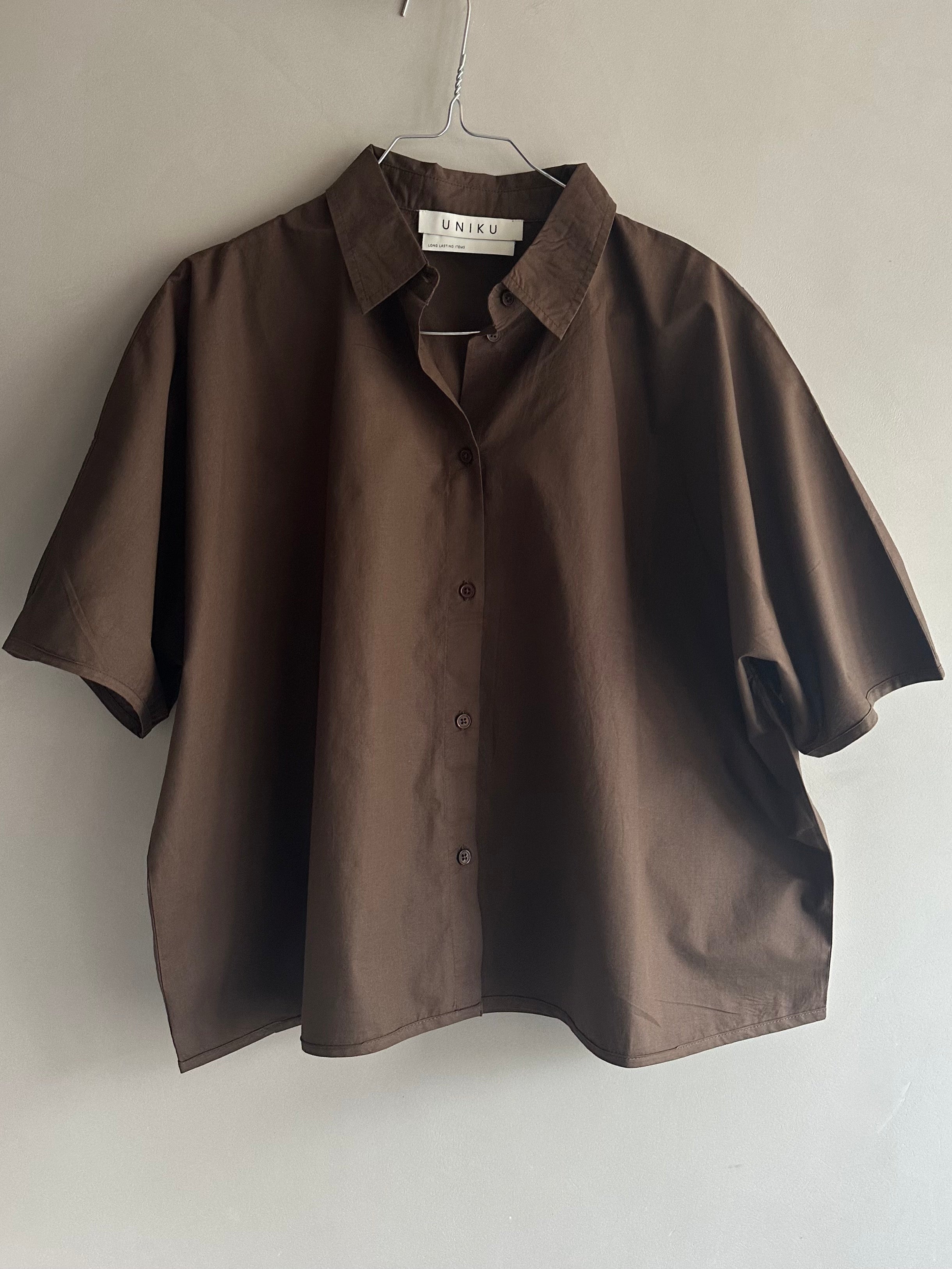 OCEAN POPLIN SS SHIRT BROWN