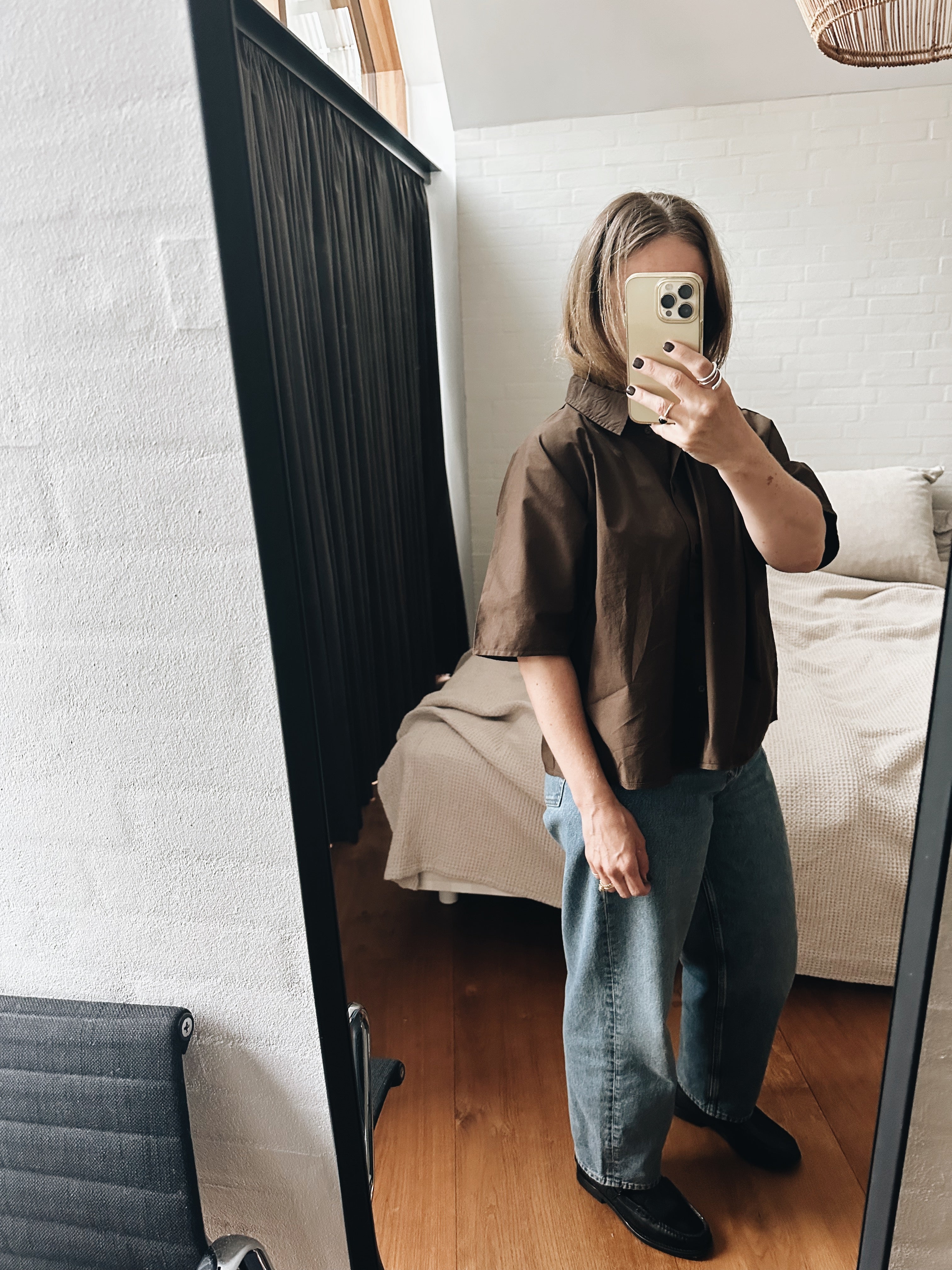 OCEAN POPLIN SS SHIRT BROWN