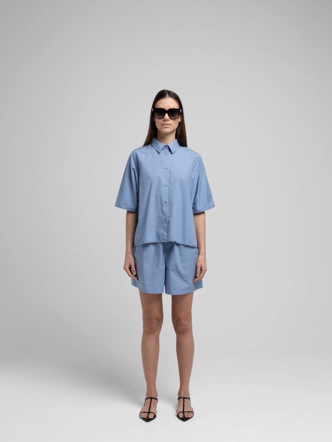 OCEAN POPLIN SS SHIRT FADED DENIM BLUE