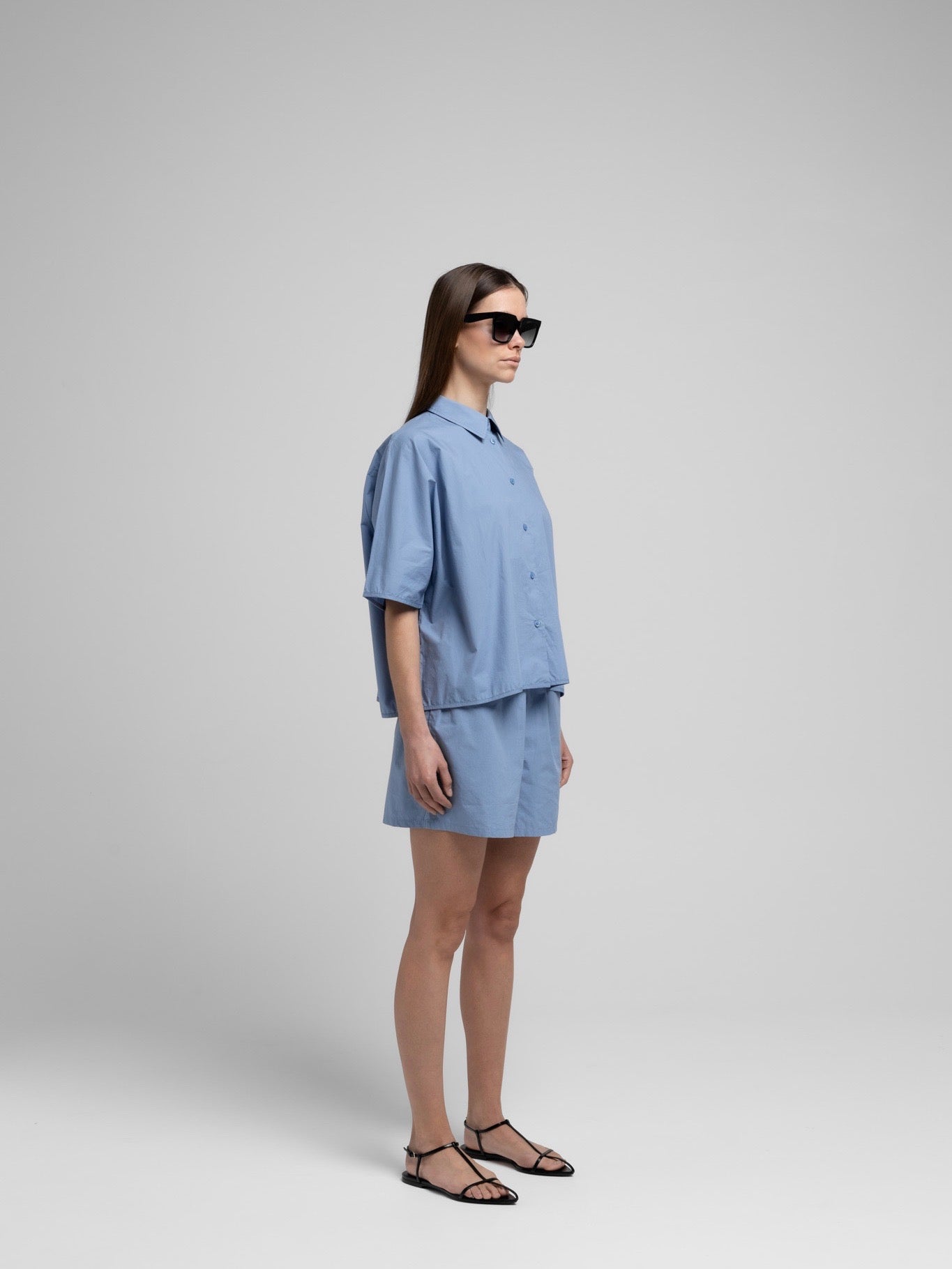 OCEAN POPLIN SS SHIRT FADED DENIM BLUE