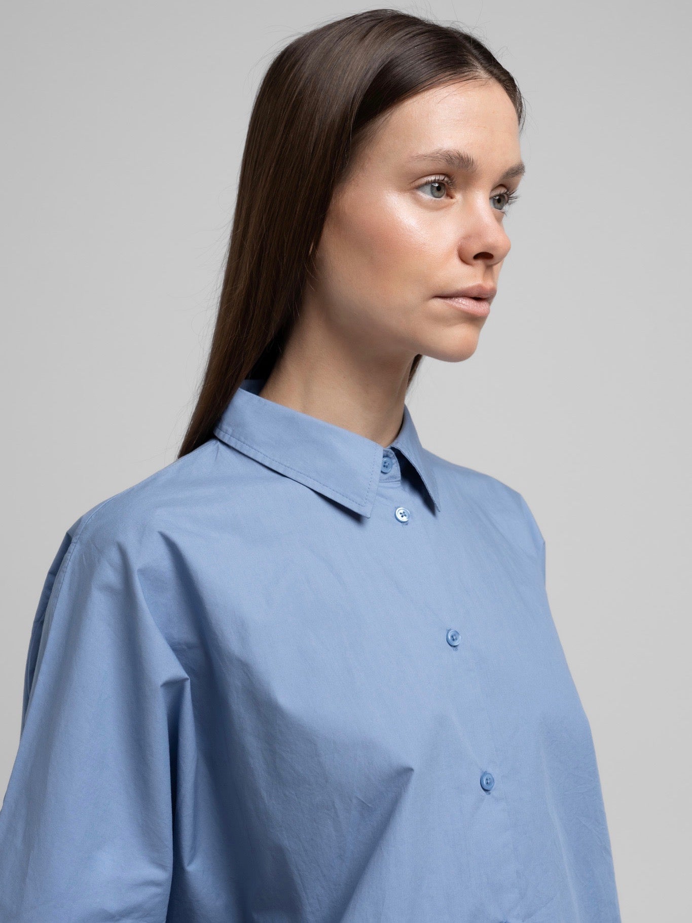 OCEAN POPLIN SS SHIRT FADED DENIM BLUE