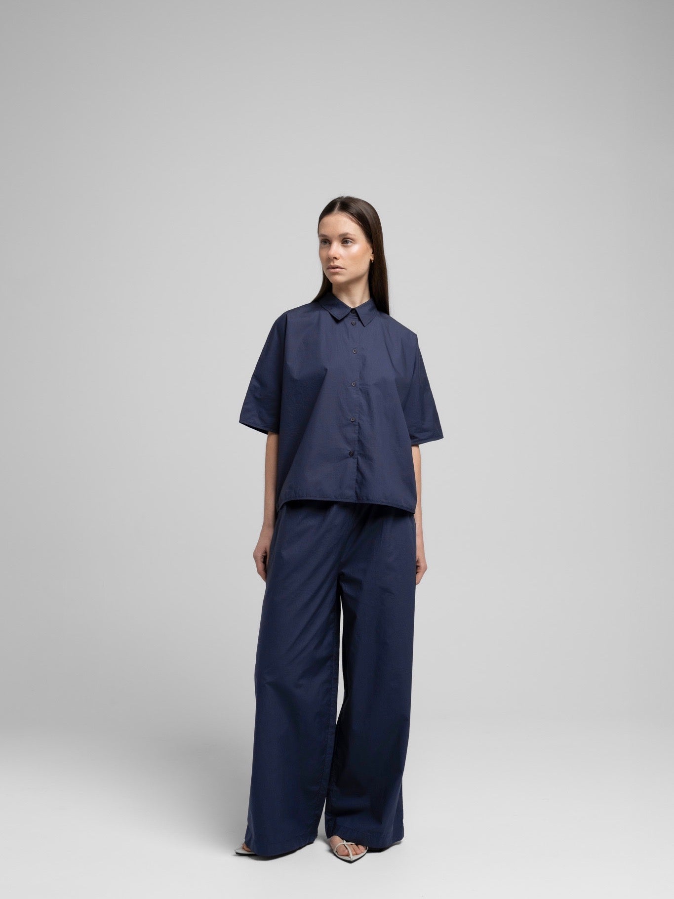 OCEAN POPLIN WIDE PANT DARK NAVY