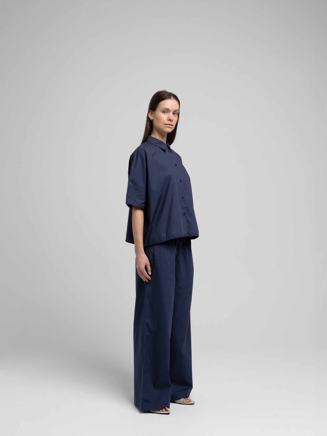 OCEAN POPLIN WIDE PANT DARK NAVY
