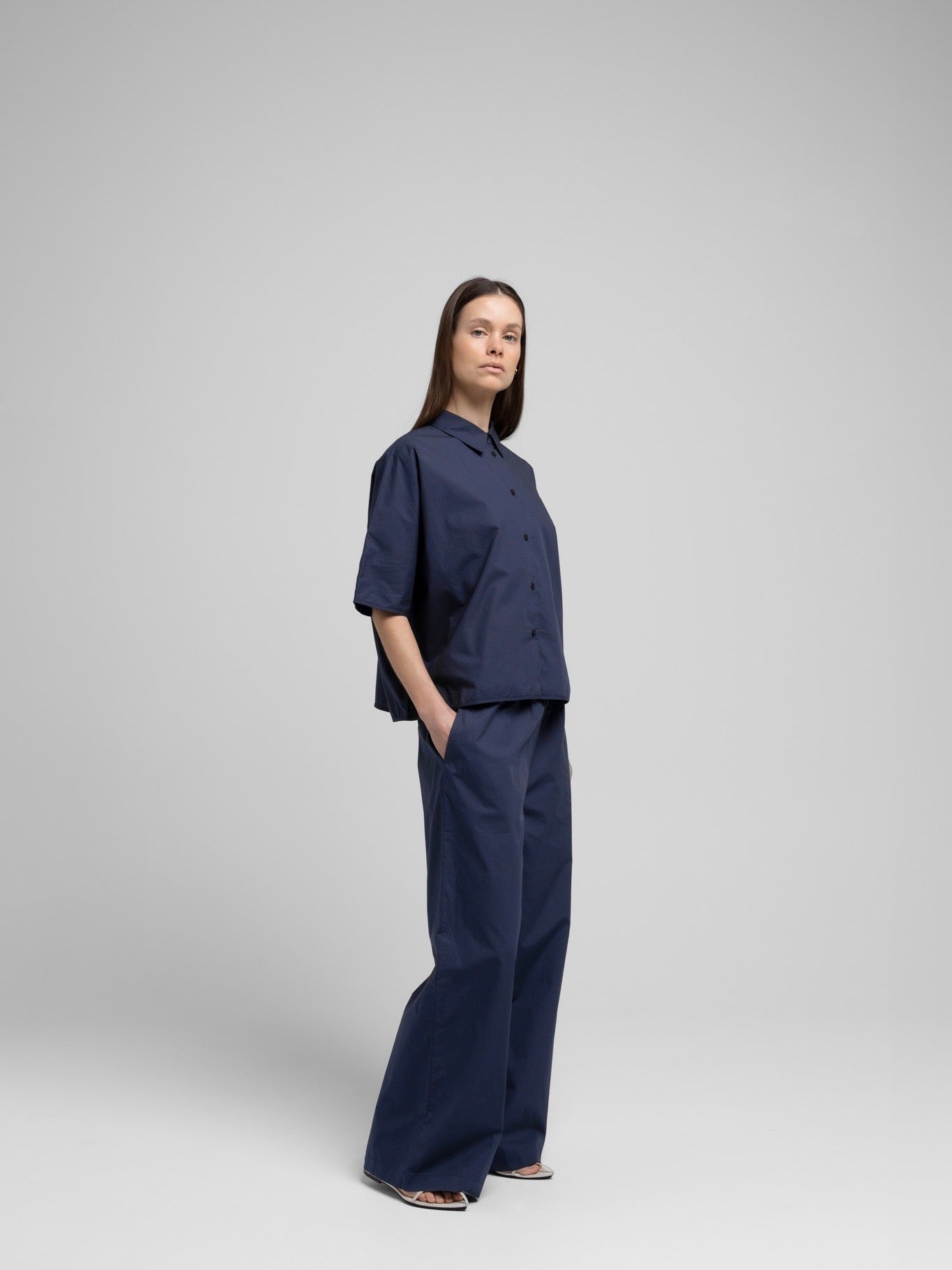 OCEAN POPLIN WIDE PANT DARK NAVY