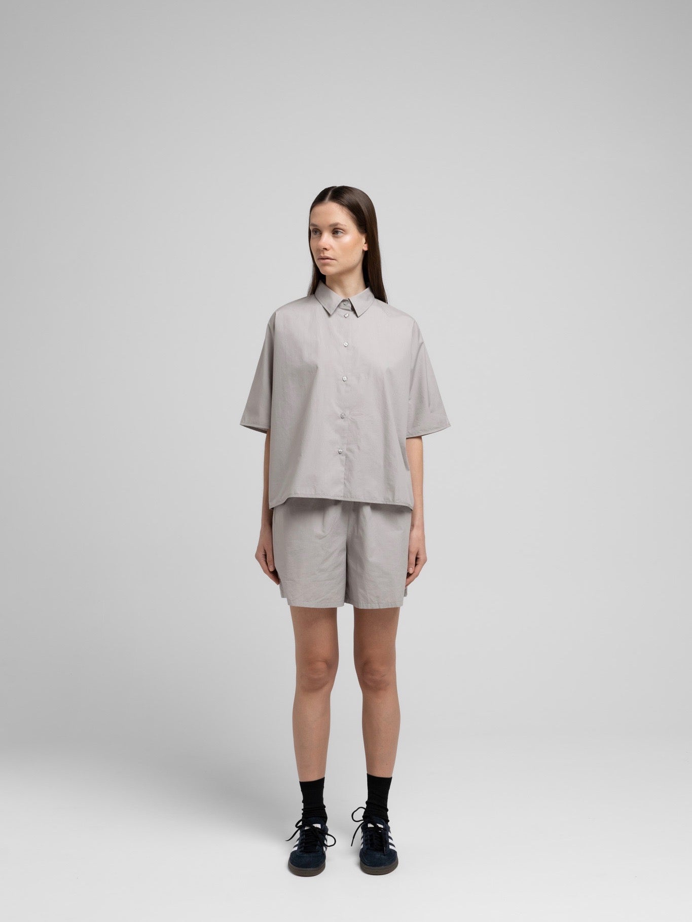 OCEAN POPLIN SS SHIRT FLINT GREY