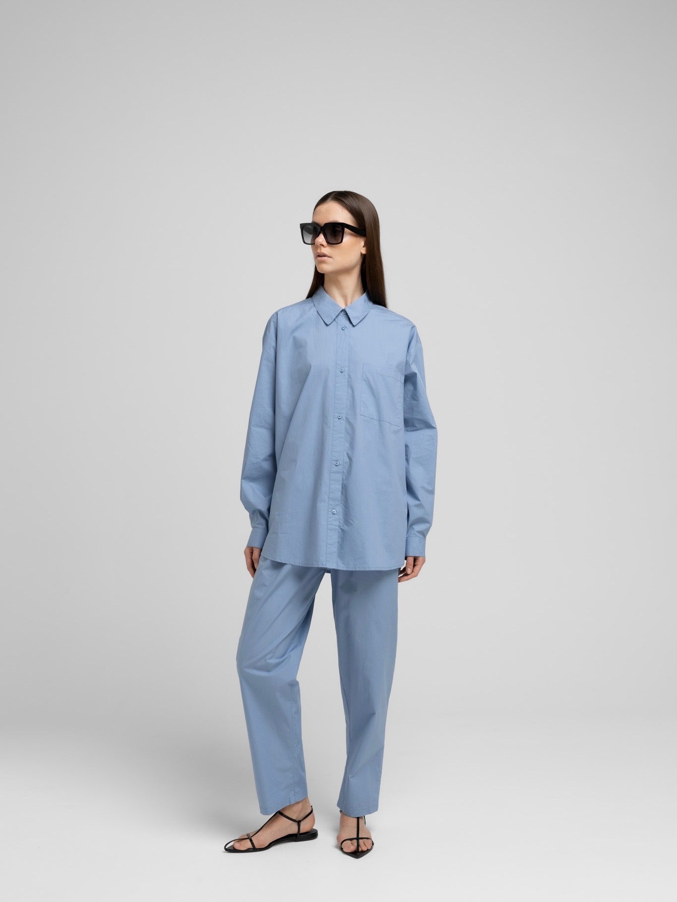 OCEAN POPLIN SHIRT FADED DENIM BLUE