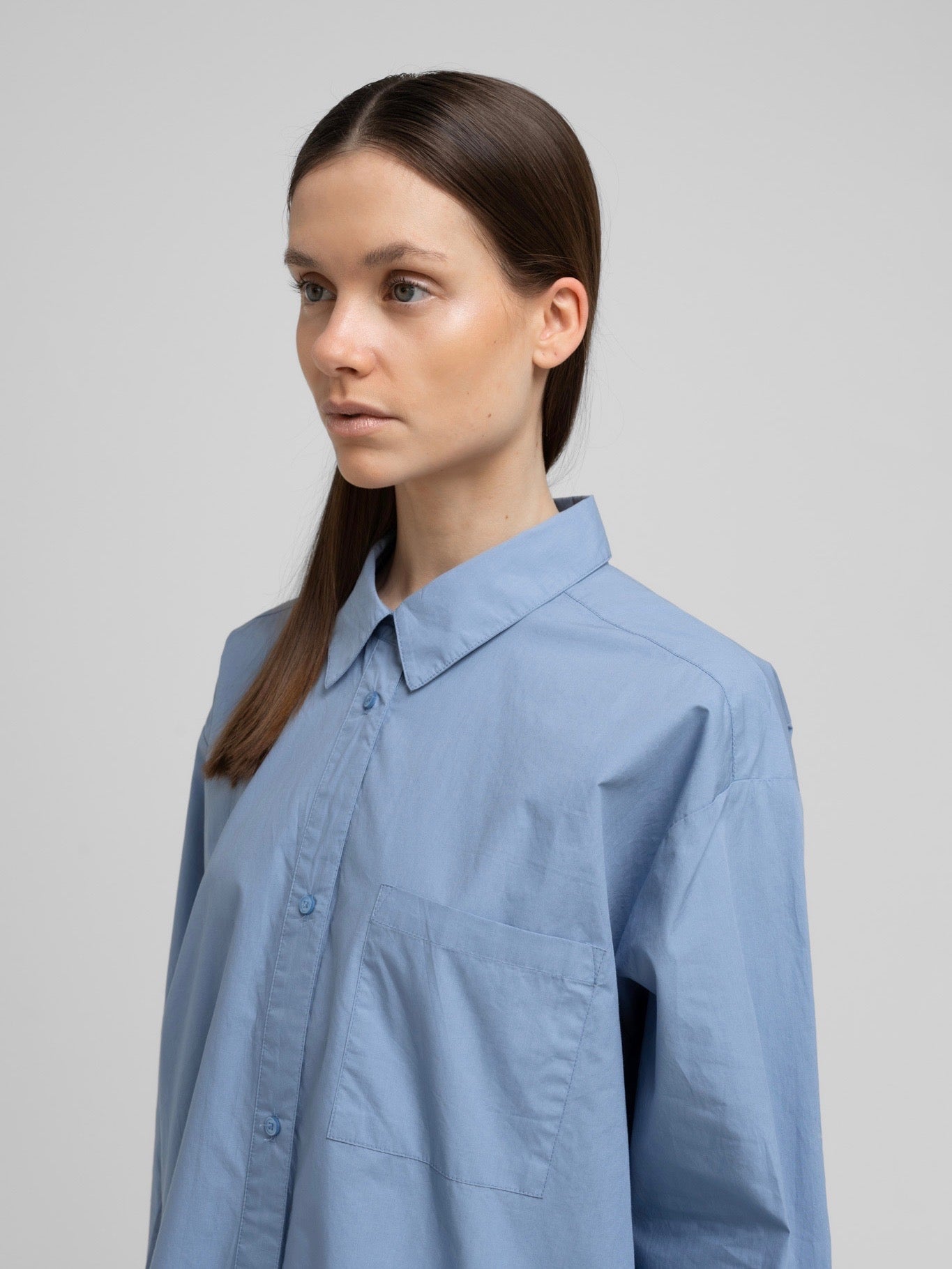 OCEAN POPLIN SHIRT FADED DENIM BLUE