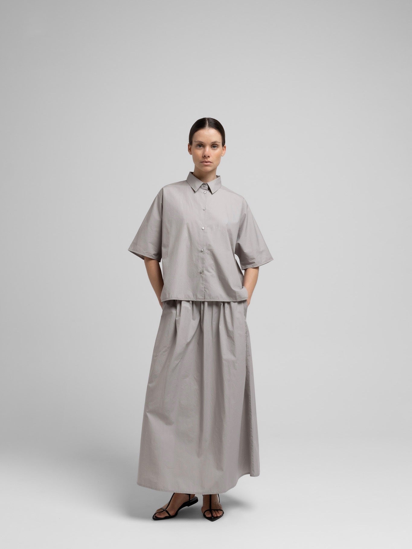 OCEAN POPLIN SKIRT FLINT GREY