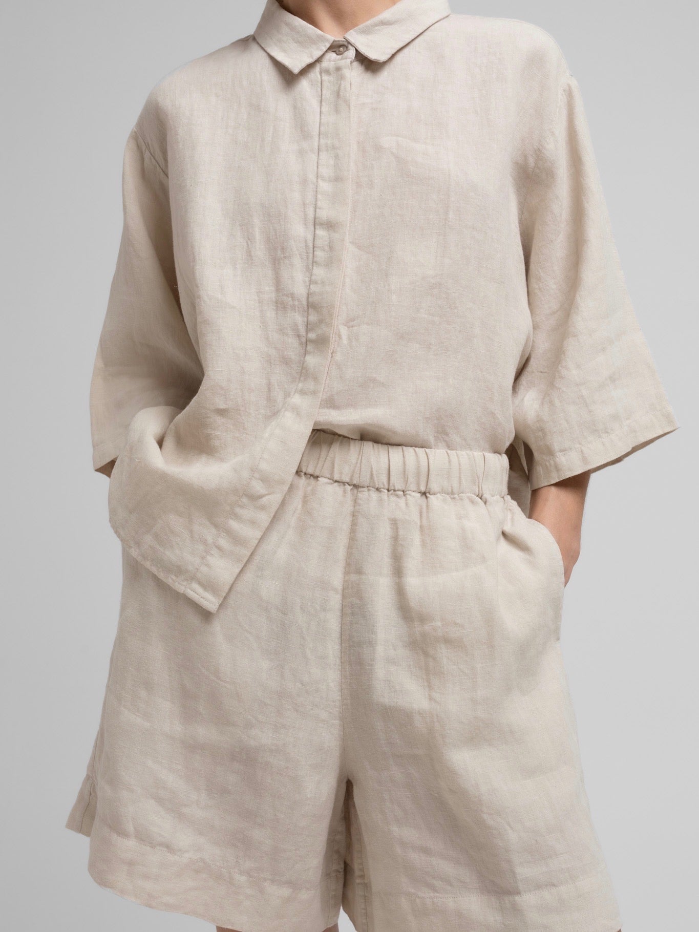 VEGA LINEN 2/4 SHIRT NATURE