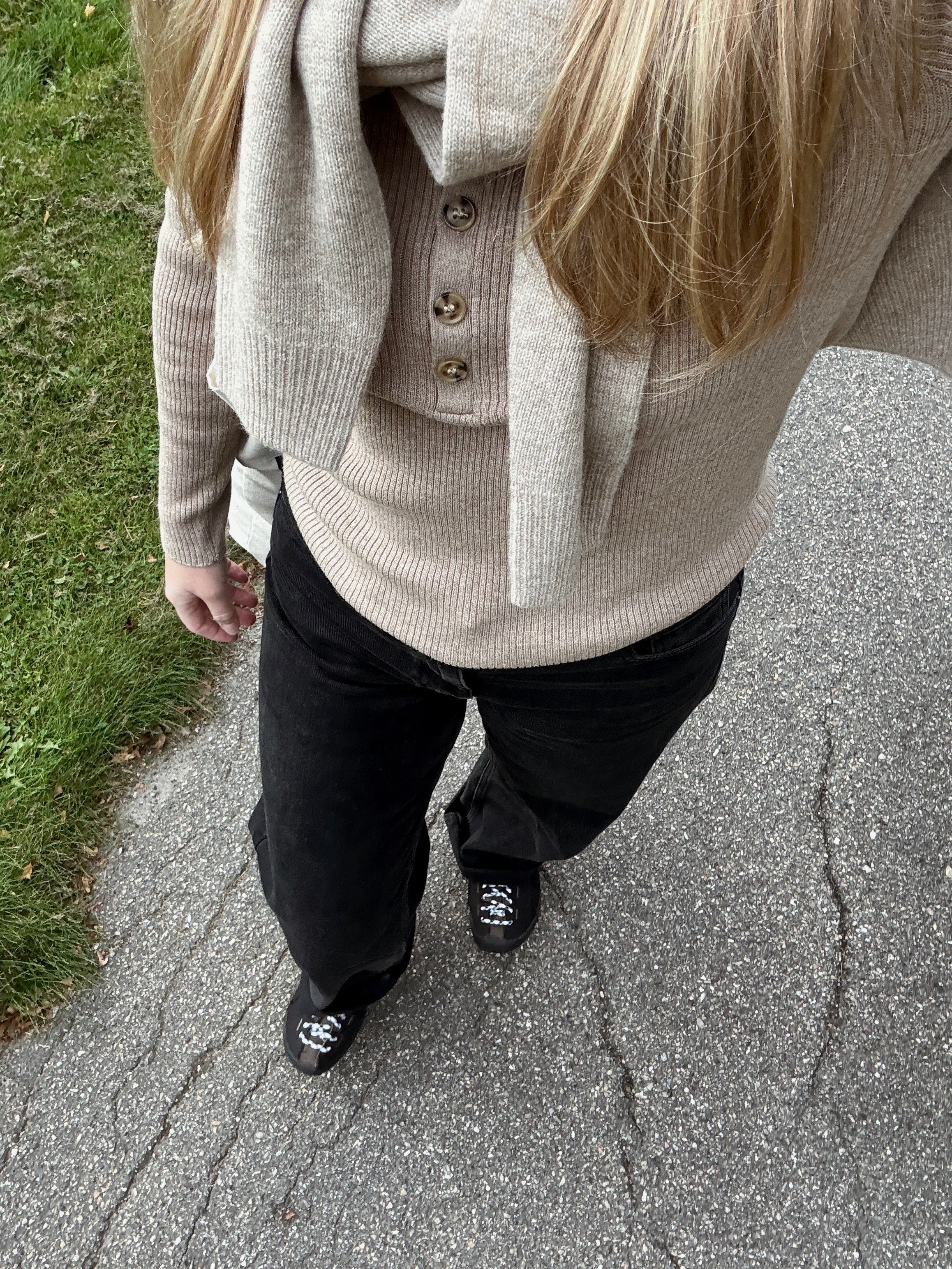 ASHLEY PLACKET KNIT OAT MELANGE