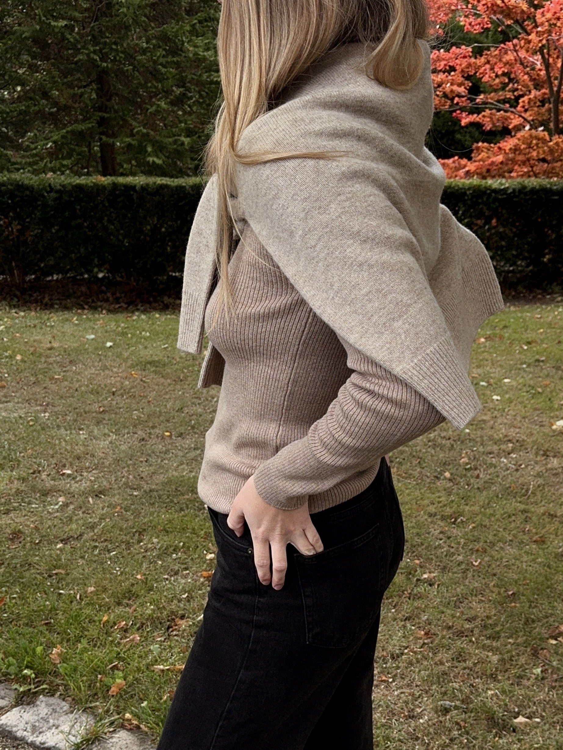 ASHLEY PLACKET KNIT OAT MELANGE