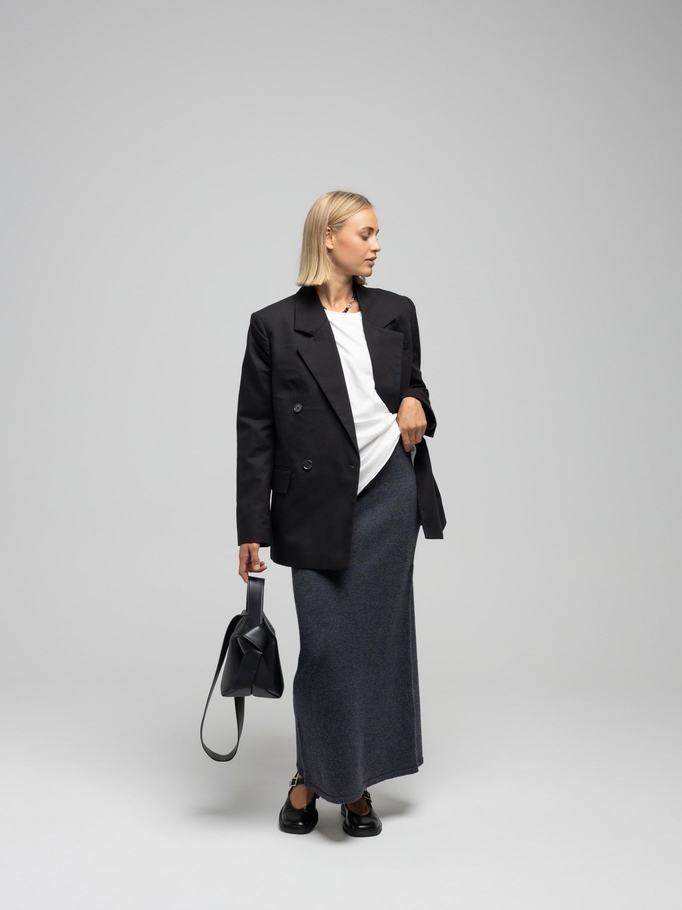 VIGGA KNIT SKIRT DK GREY MEL