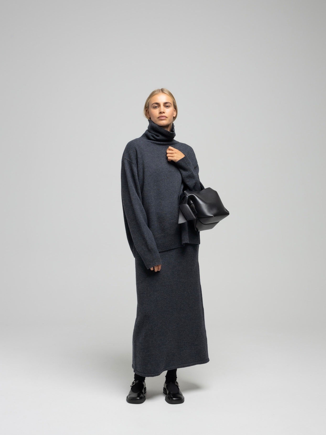VIGGA KNIT SKIRT DK GREY MEL