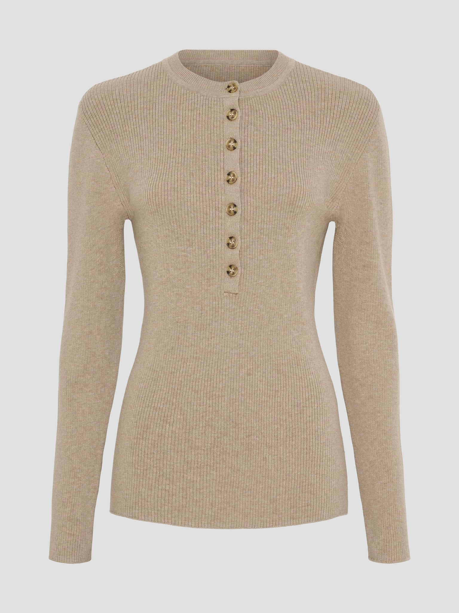 ASHLEY PLACKET KNIT OAT MELANGE