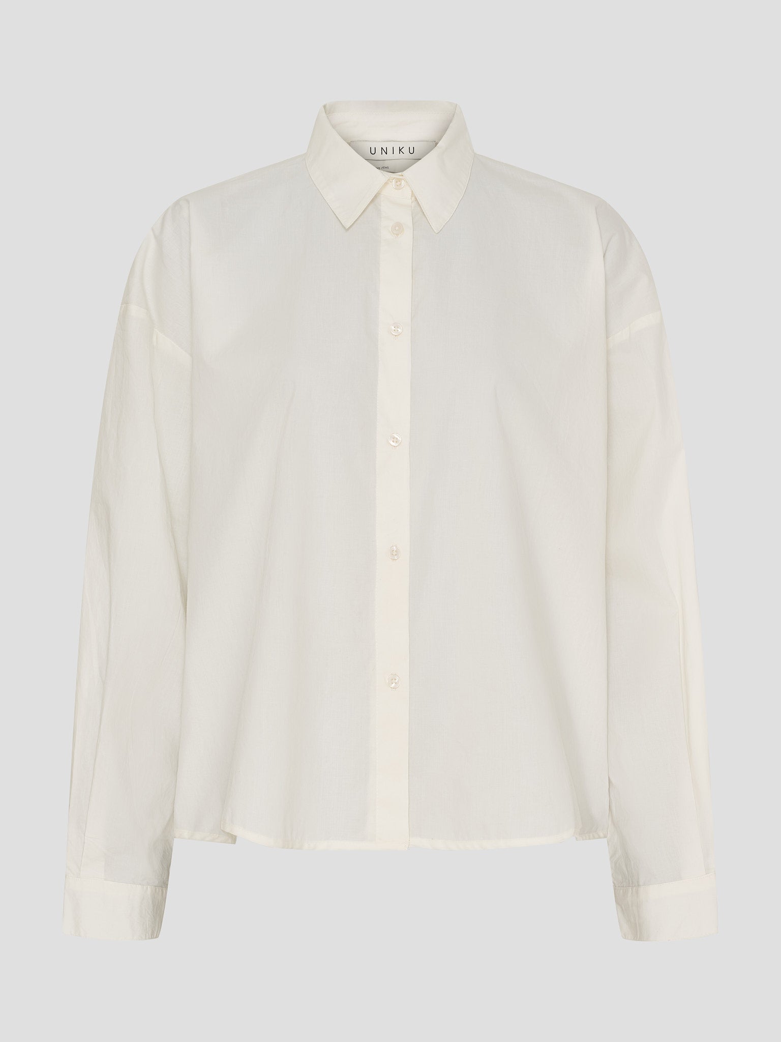 OCEAN POPLIN CROPPED LS SHIRT ECRU