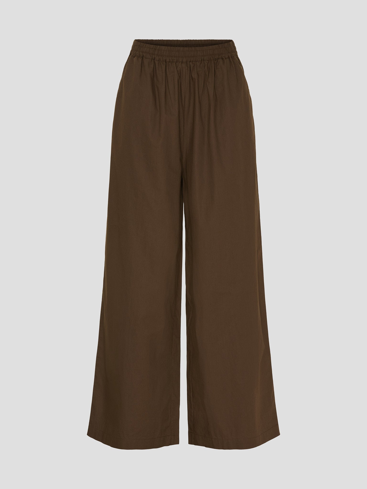 OCEAN POPLIN WIDE PANT DK BROWN