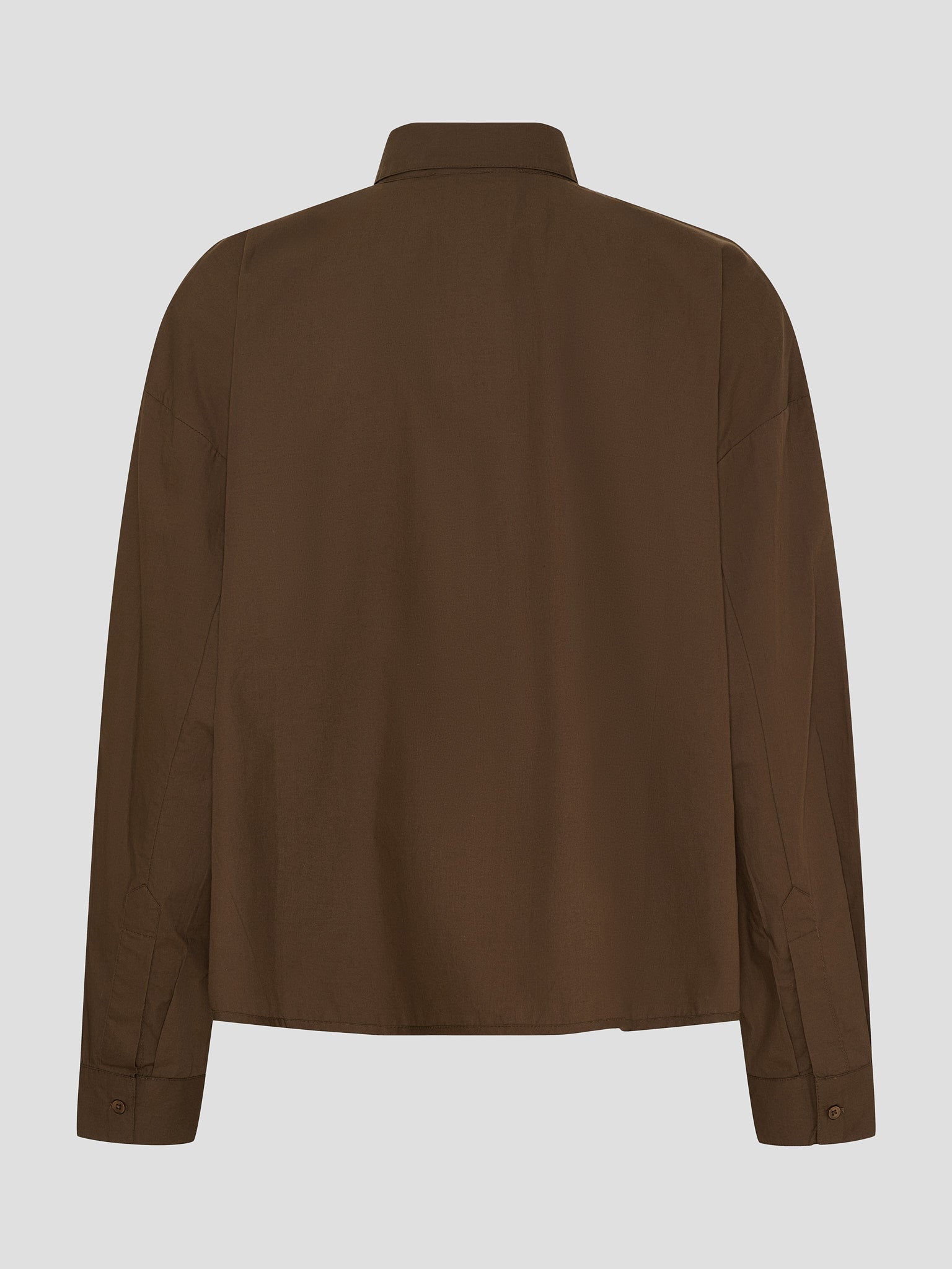 OCEAN POPLIN CROPPED LS SHIRT BROWN
